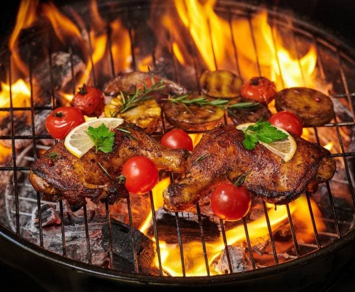 Grillmat med tilhørende viner